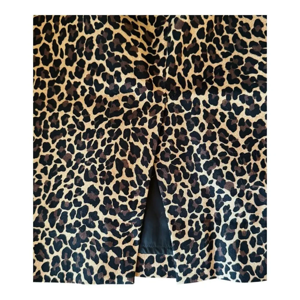 J.Crew No. 2 Pencil Skirt in Leopard Bi-Stretch Cotton Brown Black size 4